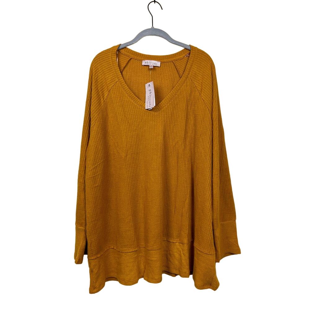 Philosophy Woman Mustard Waffle Knit Top 2X NWT